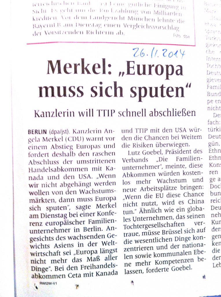 Merkel zu TTIP