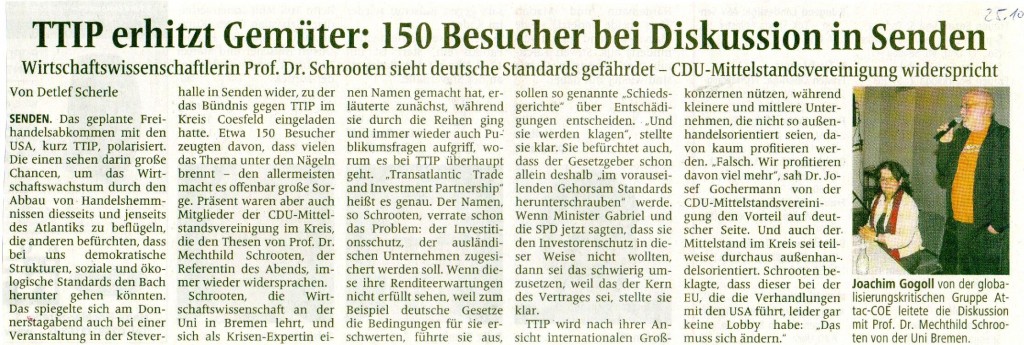 WN 25.10.2014 Kreis Coesfeld TTIP Schrooten in Senden